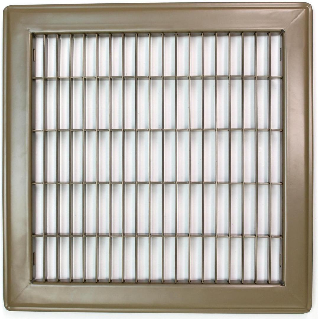 HVAC Premium 12" X 10" Heavy Duty Floor Grille - Fixed Blades Air Grill - Brown [Outer Dimensions: 13.75 X 11.75]