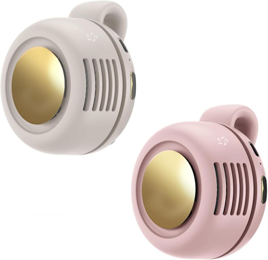 Portable Clip-On Fan, Mini USB Rechargeable 360 Rotatable Fan, 3-Speed Silent Mini Bladeless Fans (Light Pink)