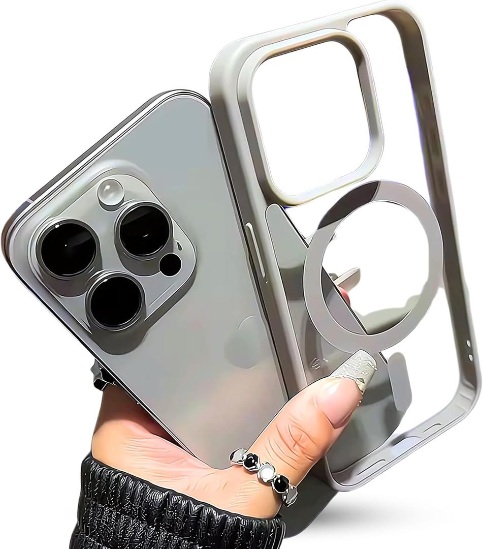 Clear Case for iPhone 16e, Scratch-Resistant iPhone 15 Case, Matte Natural Titanium Cover for iPhone 12 Pro Max Magnetic Charging Phone, Scratch Proof Pouch for 15 Pro Max, 13, 14, 12 Pro