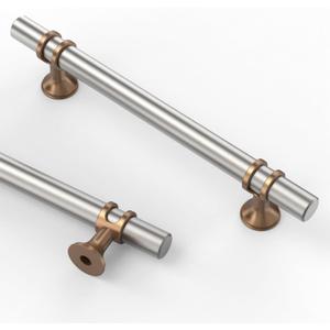 Asidrama 10 Pack 5 Inch(128mm) Brushed Satin Nickel and Champagne Bronze Kitchen Cabinet Handles, Cabinet Pulls Kitchen Cabinet Hardware Cupboard Handles Drawer Pulls