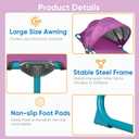 Colorsoul Tanning Chair with Sun Canopy,Adjustable 4-Position Beach Lounge Chair for Adults,Heavy Duty Folding Outdoor Lounge Chair,for Patio Poolside Sunbathing,UPF 50+,300 LBS,Purple, single