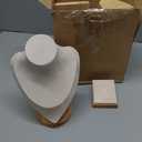 7 Pcs Velvet Jewelry Bust Display for Vendors with Bamboo Stand Set Necklace Display Stand Bamboo Ring Earring Organizer Christmas Gift(Beige)