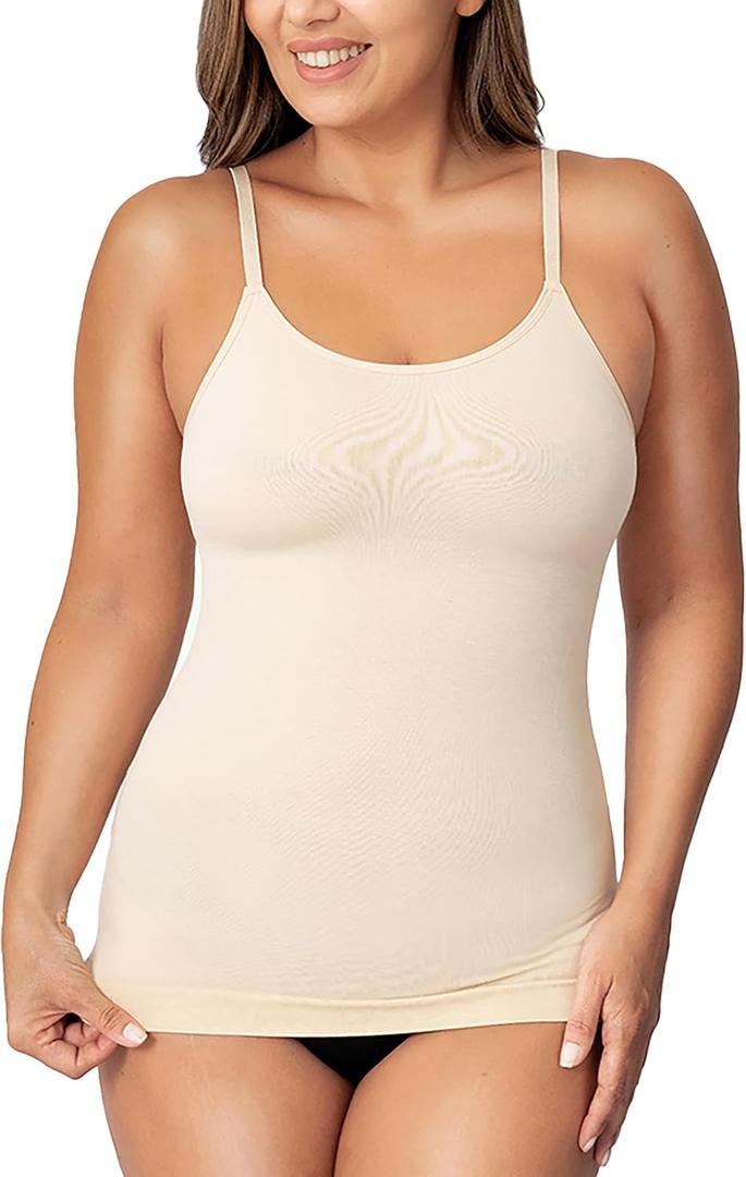 SHAPERMINT Womens Tops - Scoop Neck Cami Body Shaper for Women, Shapewear Tummy Control, Camisole Tank Tops for Women (Large, 1 Pack, Nude)