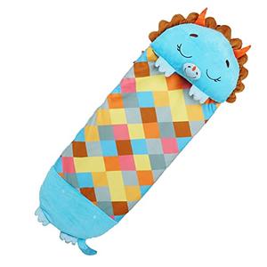 Happy Nappers Pillow & Sleepy Sack- Comfy, Cozy, Compact, Super Soft, Warm, All Season, Sleeping Bag with Pillow- Medium 54” x 20”, Triceratops