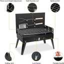 Charcoal Grill, Portable BBQ Foldable Barbecue Charcoal Grill Suitcase Grill Shelf for Outdoor Cooking Camping Picnics Garden Grilling/16.7x10x17.7inches