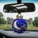 3 x CRISGIF Stained Glass Christmas Decorations, Blue Starry Sky Silver Moon Suncatcher for Window Christmas Tree Hanging Ornaments Bell Sun Catcher Xmas Decor Gifts for Women Men Mom Nana Friend