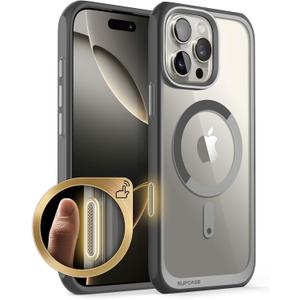 SUPCASE for iPhone 16 Pro Max Case with Camera Control Capture Button (Unicorn Beetle Mag), [Compatible with MagSafe] [Military-Grade Protection] Slim Clear Magnetic Phone Case (Gray)