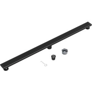 Neodrain 48-Inch Black Linear Shower Drain with Removable Quadrato Pattern Grate, Heavy-Duty 304 Stainless Steel Rectangle Shower Floor Drain, linear drain with Leveling Feet,Hair Strainer,Matte Black