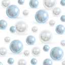 280Pcs Blue&White 20mm 14mm 8mm Pearl Bead Vase Filler for Centerpiece, No Hole Glossy Faux Pearls for Table Centerpiece Decor, Assorted Pearl Beads for Wedding Venue Decoration