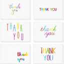 Juvale Thank You Cards with Envelopes - Bulk Blank Thank You Notes & Cards for Kids & Adults - 6 Assorted Rainbow Designs - White, 48 Pack, 4 x 6 In