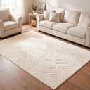 Bsmathom 5x7 Washable Area Rug, Boho Neutral Modern Soft Carpet Mat, Beige