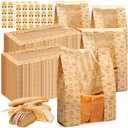 Feifeiya 250 Pack Kraft Paper Bread Bags for Homemade Sourdough Bread Bag with Clear Window 13.7 x 8.2 x 3.5 Large Bakery Packaging for Treat Storage Gift Giving with Seal Sticker