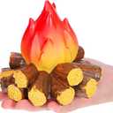 ABOOFAN LED Fake Campfire Lamp Battery Powered Artificial Fire Fake Flame with Realistic Log Flameless Candle for Halloween Christmas Campfire Party Decorations