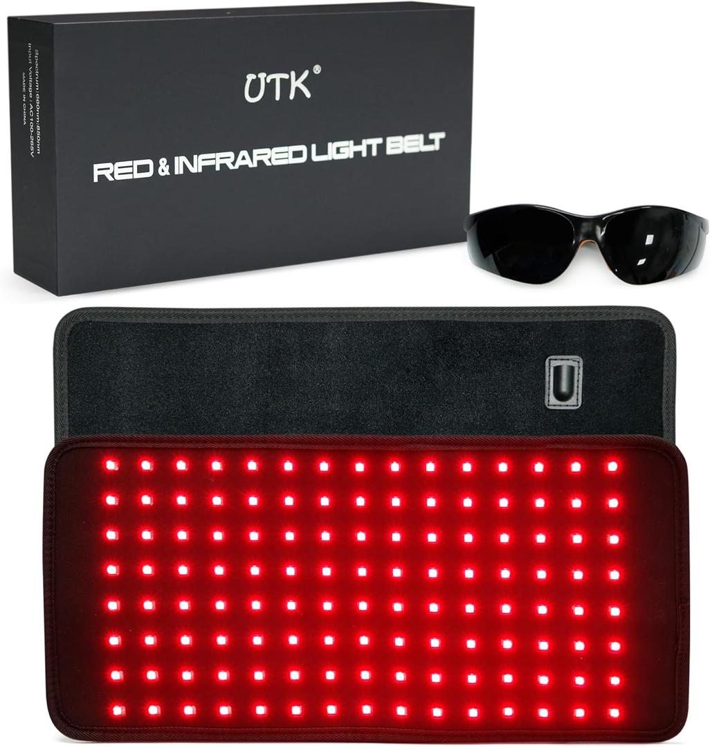UTK Red Light Therapy Pad for Body Pain Relief, LED 660850nm Wearable Wrap Deep Therapy Belt with Timer Function Relieve Back Shoulder Pain