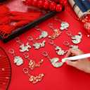 24 Pcs Chinese New Year Dragon Craft Color Your Own Keychains DIY Craft Wooden Blank Keychains for Sunday School Classroom Home Active Party Favors Gifts, 12 Styles