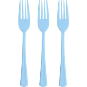 50 Pcs Baby Blue Plastic Forks Disposable Baby Blue Cutlery Heavy Duty Plastic Silverware 50 Disposable Forks for Brithday, Wedding, Baby Shower, Graduation Party, BBQ