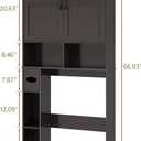 Over The Toilet Storage Cabinet, Storage Cabinet Over Toilet with Double Doors & Toilet Paper Holder Stand, Freestanding Toilet Shelf Space Saver with Anti-Tip Design & Adjustable Shelf, Espresso