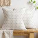 MIULEE Pack of 2 Decorative Burlap Linen Christmas Throw Pillow Covers Modern Farmhouse Pillowcase Rustic Woven Textured Cushion Cover for Sofa Couch Bed 18x18 Inch Pure White