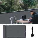 LOVE STORY 3'x16' Dark Grey Balcony Screen Privacy Fence Cover UV Protection Weather-Resistant 3 FT Height Heavy Duty for Deck, Patio, Backyard Shield 90%