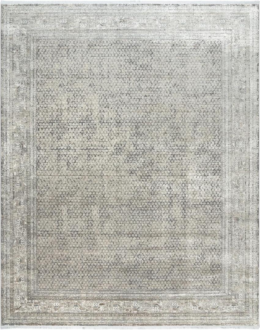 Gertmenian Indoor Transitional Area Rug - 9x13 Extra Large, Pet-Friendly, Ideal for High Traffic Areas in Living Room, Dining Room, Guest Room, Bedroom, or Entryway - Modica, Border Grey, 29245
