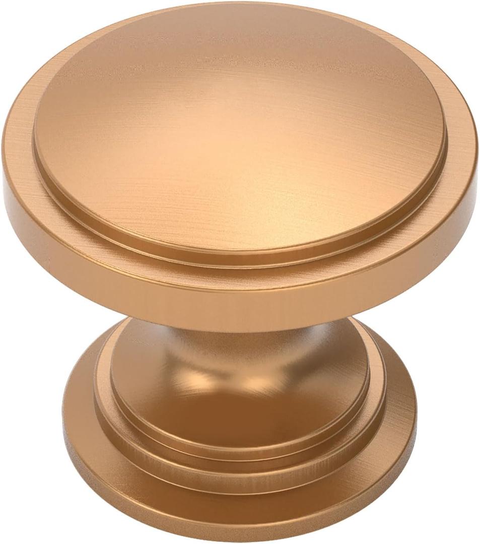 Alzassbg 15 Pack Champagne Bronze Cabinet Knobs, 1.1 Inch(30mm) Diameter Round Kitchen Cabinet Knobs for Cabinets and Drawers AL6014TGP