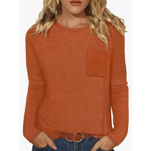 WIHOLL Long Sleeve Shirts for Women Waffle Knit Trendy Fall Fashion 2025 Dressy Casual Blouses Teacher Outfits Size M