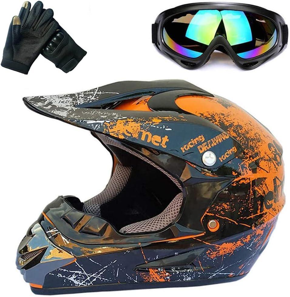 ATV Helmet,Womens ATV Helmet, 4 Wheeler Helmets for Adults,Motocross Helmet Women, Street Riding Dirt Bike Helmets, utv Helmets for Adults DOT Approved(Orange, Large)