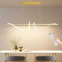Modern LED Gold Pendant Light, 47IN Ceiling Chandelier Fixtures Dimmable with Remote Control 3000k-6500K Adjustable Color Temperature, Aluminum Island Lighting Lamp for Dining Room, Living Room