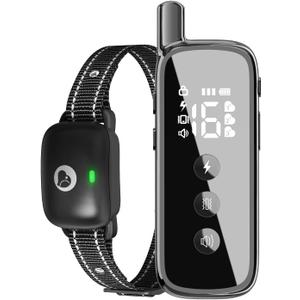 Dog Shock Collar - 2600FT Rechargeable Waterproof Dog Training Collar with Remote with Beep, Vibration(1-16), Safe Shock(1-16) e Collar for 5-120lbs Small Medium Large Dogs (Black)