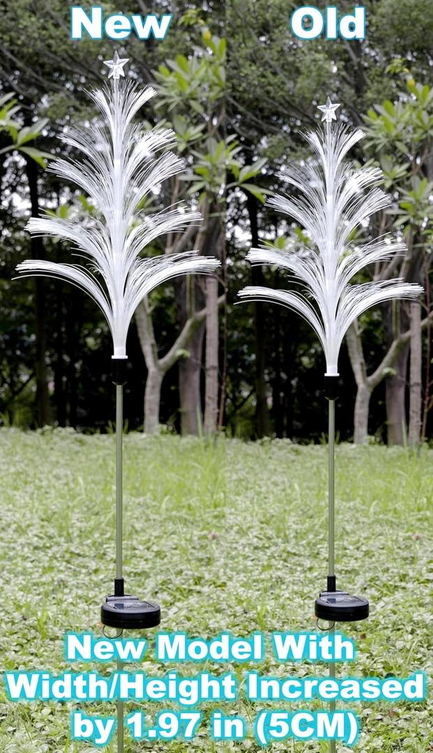 Solar Christmas Trees Decorations Lights Outdoor Waterproof and Snow Proof Solar Christmas Tree Jellyfish Lights 5 Layer Optical Fiber 7 Color Changing for Pathway Lawn Patio Outside Decorative, 3PCS