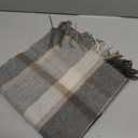 SoftSixant Wool Plaid Scarf for Men and Women,Unisex Warm Winter Lightweight Wrap Shawl, Womens Mens Scarves Wool Blended Gray and Beige (TX011)