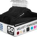 ZOBER Black Velvet Hangers 50 Pack - Clothes Hangers, Coat Hanger for Pants & Dress Clothes - Non Slip w/ 360 Degree Swivel, Holds up to 10 lbs - Strong Felt Hanger for Clothing