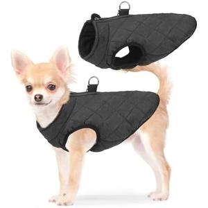 SCENEREAL Winter Dog Vest Coat with Harness Built In, Warm Puppy Jacket for Small Medium Dogs, Cold Weather Coat with Zipper, Fleece Puffer Vest Windproof Snow Clothes S