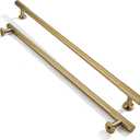 Khtumeware 12 Inch Hole Center 5 Pack Brushed Brass Heavy Duty Solid Warm Brass Cabinet Pulls, Kitchen Drawer Handles, for Dresser Cabinets, cabinets Brush Brass
