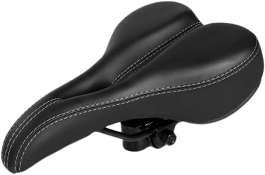 Bicycle Saddle Hollow Leather Bike Seat Pad Cushion Waterproof Protection Bike Seat for Women Men (Black)