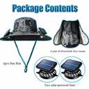Solar Powered Fan Hat with 2 Fans, [USB Charging] Wide Brim Sun Hat for Men Women, UPF 50+ Fishing Hat with Removable Neck Flap & Face Cover, Outdoor Cooling Hat for Mowing, Gardening (Gray)