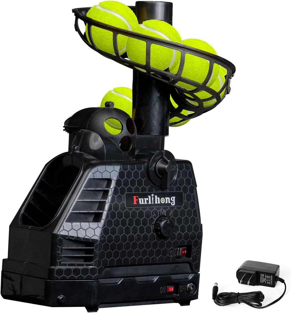 680BH 2 in 1 Baseball & Tennis Ball Launcher Machine, Adjustable Launching Angle, Speed and Interval, Auto Swing Function, Powered by Battery or AC Adapter, Ball Holder Extendable, for Kids