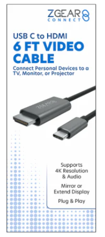 ZGEAR Connect USB-C to 4K HDMI Cable 6 ft