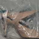 MIRAAZZURRA Women Heeled Mules Rhinestone Strappy Pointed Toe Mules Stiletto High Heels Slip On Bridal Sandals for Women (9, Nude 10cm)