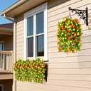 Artificial Fake Hanging Flowers for Outdoors, 2 Pcs Artificial Hanging Plants Outdoors Spring Summer Decor, UV Resistant Faux Violet Silk Flowers for Planters Front Door Yard Garden(Orange Yellow)