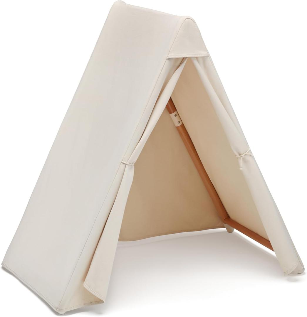 Lalo Play Tent - Indoor Tent for Kids and Toddlers, Made of FSC Certified Beechwood & Natural Canvas, Easy Setup, Perfect Indoor Kids Fort for Imaginative Play - 44.5 x 25 x 40 in - Ages 12mo. & Up