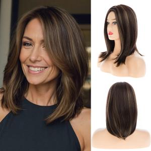Baruisi Long Straight Brown Wigs for Women Middle Part Natural Looking Synthetic Cosplay Replacement Wig