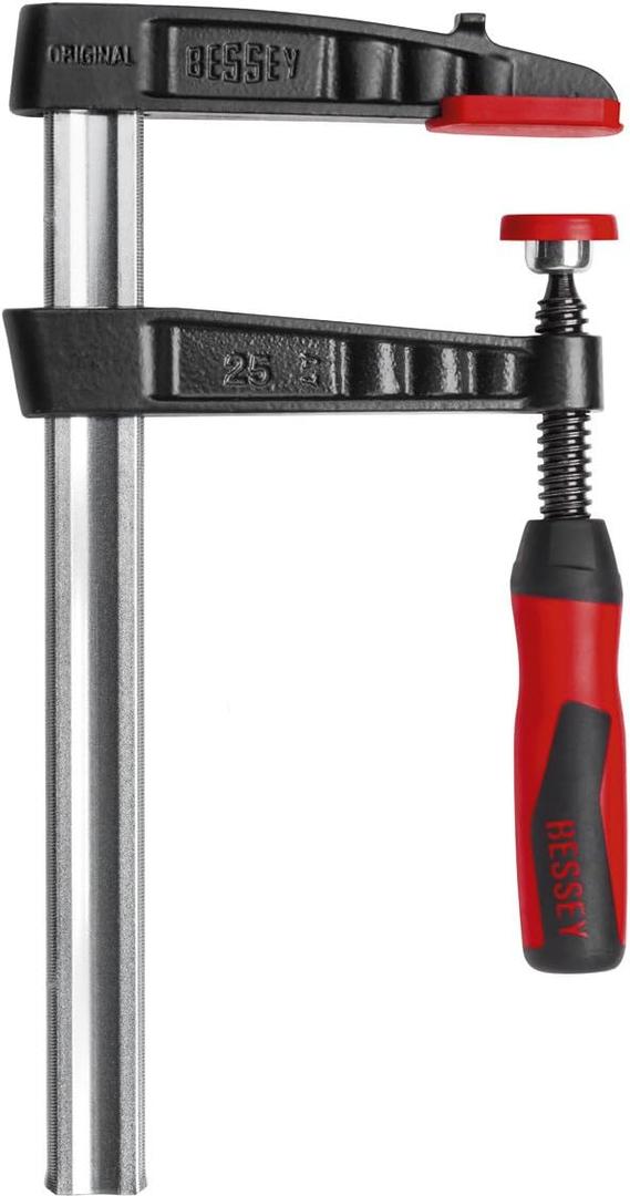 BESSEY TG7.024+2K Cast Jaw Clamp for Woodworking, F-style with Wood Handle, Carpentry, Home Improvement, and DIY Projects, Size: 7 x 24 In.