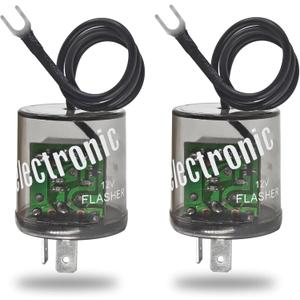LED Flasher Relay 2 Pins 12V (Pack of 4) - Heavy Duty Turn Signal Flasher Relay with Ground Wire for Automobile and Motorcycle