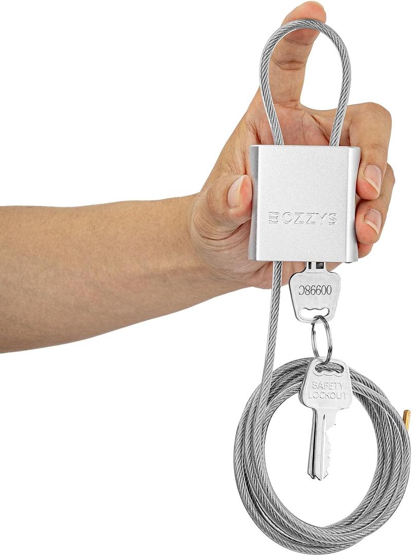 BOZZYS Cable Lock with 3 Keys | L 6.56ft(2m),D 1/6in(4mm) Adjustable Steel Cable Padlock | Aluminum Locks for Bikes, Gate, Lockers & Outdoor Gear | Weatherproof& Silver