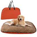 MABOZOO Foldable Travel Dog Bed, Outdoor Camping Dog Bag Bed Pet Pad with Carry Handles, Waterproof Pet Mattress Mat for Small, Medium, and Large Dogs Cats (Orange, 44x32x5 in)