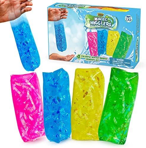 YoYa Toys Magic Wigglers Water Snake Fidget Toy - Water Wiggler Toy, Water Snakes Trick Stress Toy, Slippery Tricky Wiggler Tube - 3-Pack Squishy Sensory Fidget Water Snake Toy, 5-inch Novelty Gift