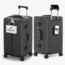 feilario 29in Super Large Captain Aluminum Frame Hardside Spinner Wheels Luggage, Removable Wheels Zipperless Checked Suitcase with Cup Holder/Phone Holder