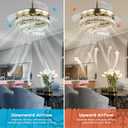 42'' Dimmable Ceiling Fan with Light and Remote Crystal Modern Chandelier Fan Retractable Fandelier with Memory, Silent Motor, 6 Speed, 3 Color Change, Timer Function(Gold)
