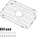 Sink Grid 18" X 12-1/2", Sink Protectors for Kitchen Sink Stainless Steel, Sink Rack for Bottom Centered Drain for Single Bowl Sinks Accessories, Includes 16 Rubber Pads and 20 Rdge Protectors